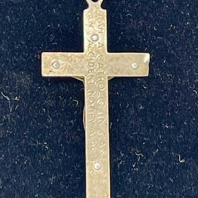 Catholic Crucifix - with Please Call Preist on backside