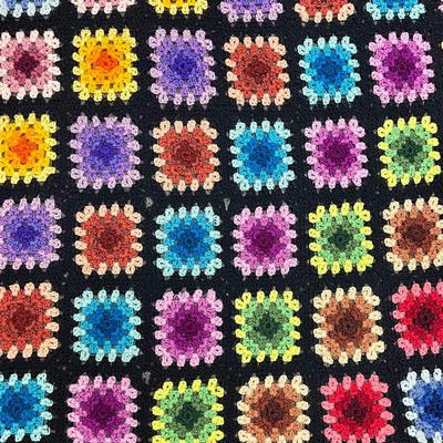 Vintage Granny Square Handmade Crocheted Afghan Blanket throw