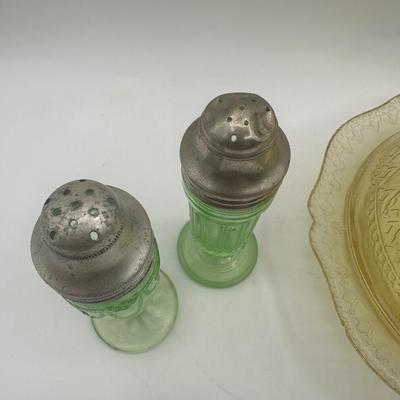 Glass Butter Dish, Salt & Pepper and Small Pitcher