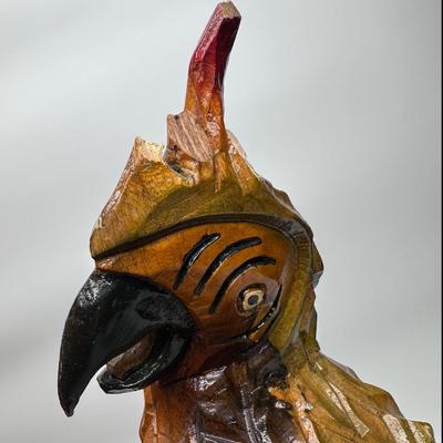 Large Carved Wood Parrot