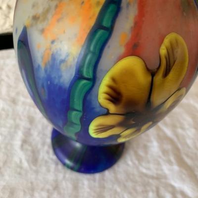 Multi colored vase, Kralik? 10" tall