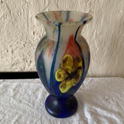 Multi colored vase, Kralik? 10" tall