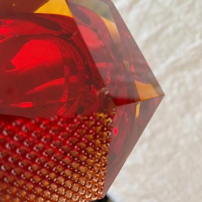 Multi faceted red/amber small bowl/ashtray Murano (?)