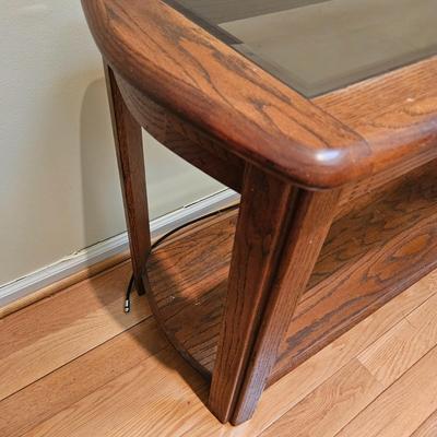 Oak and Glass Console Table (LR-DW)