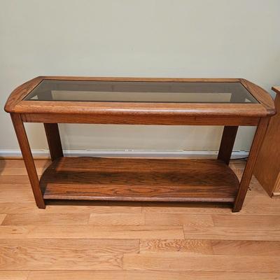 Oak and Glass Console Table (LR-DW)