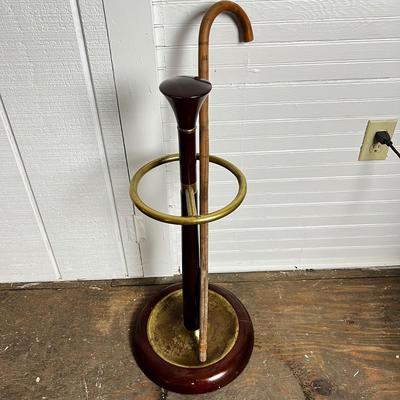 U861 Bombay Company Wood & Brass Umbrella Stand