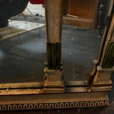 U866 Antique Handcarved Painted Giltwood Mirror