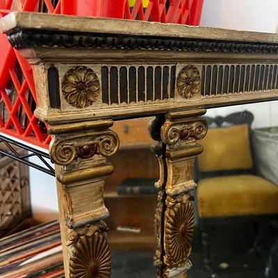 U866 Antique Handcarved Painted Giltwood Mirror