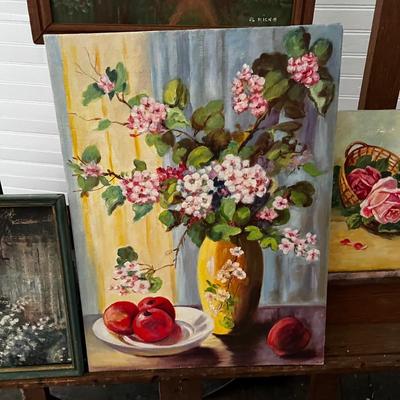 U867 Lot of Small Oil Paintings and Easels