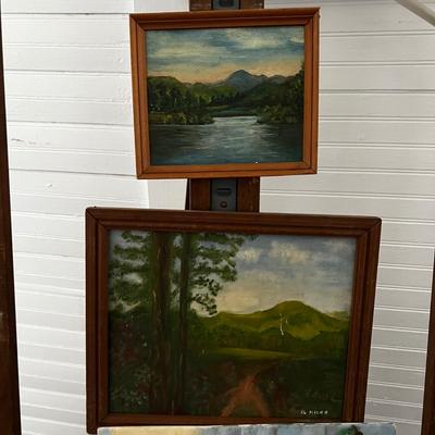 U867 Lot of Small Oil Paintings and Easels