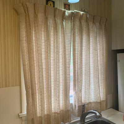 Three Sets of Pleated & Woven Window Curtains (K-HS)