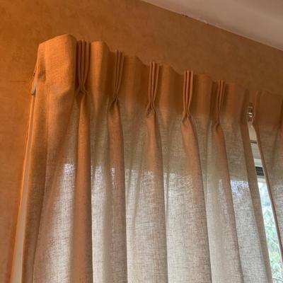Three Sets of Pleated & Woven Window Curtains (K-HS)