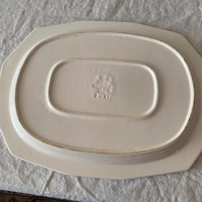 Antique Large White Ironstone soup tureen with ladle and platter