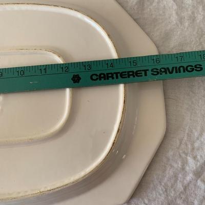 Antique Large White Ironstone soup tureen with ladle and platter