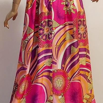 Vtg Montgomery Ward Silk/Satin Empire Maxi Dressdress
