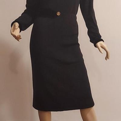 Vtg 80s Oscar de La Renta Cashmere/Wool Blend Embellished wiggle Dress