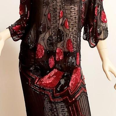Vtg Beaded 2pc Silk Ensemble Holliday Cheers. 2 For 1
