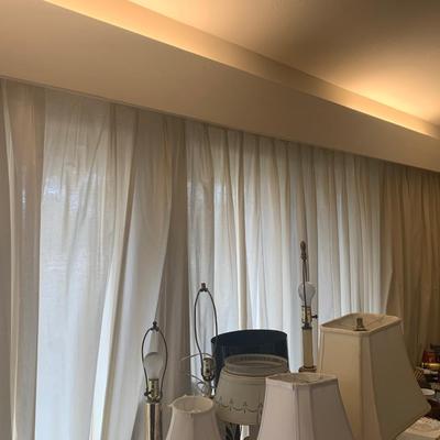 Ten Long Cotton Curtain Panels with Rods (O-HS)