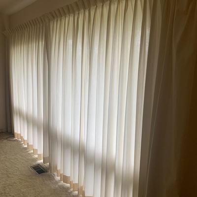 Ten Long Cotton Curtain Panels with Rods (O-HS)