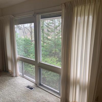 Ten Long Cotton Curtain Panels with Rods (O-HS)