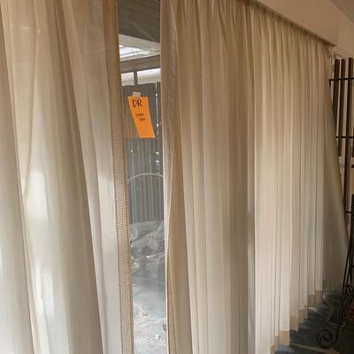 Ten Long Cotton Curtain Panels with Rods (O-HS)