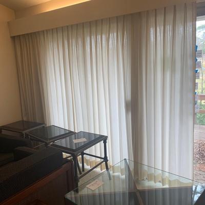 Ten Long Cotton Curtain Panels with Rods (O-HS)