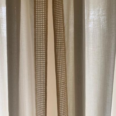 Ten Long Cotton Curtain Panels with Rods (O-HS)