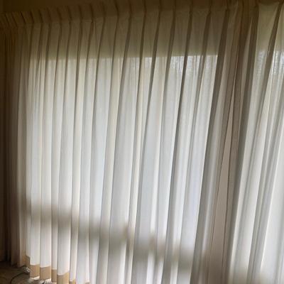 Ten Long Cotton Curtain Panels with Rods (O-HS)