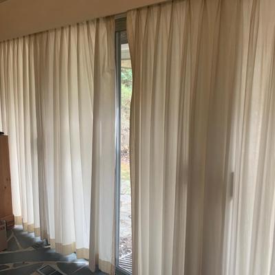 Ten Long Cotton Curtain Panels with Rods (O-HS)