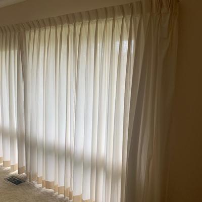 Ten Long Cotton Curtain Panels with Rods (O-HS)