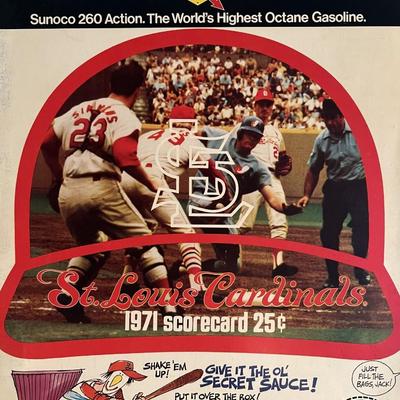 St Louis Cardinals 1971 scorecard. 8x11 inches