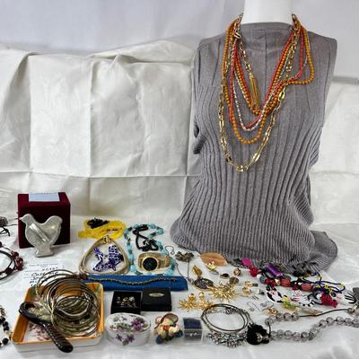 Costume jewelry necklaces, bracelets, earrings