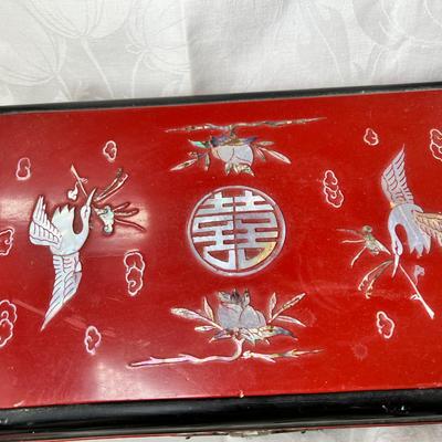 Jade jewelry inlaid red jewelry box