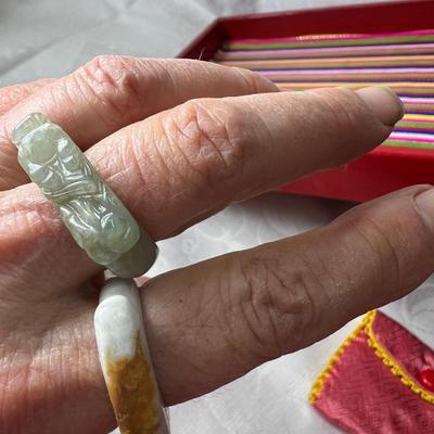 Jade jewelry inlaid red jewelry box
