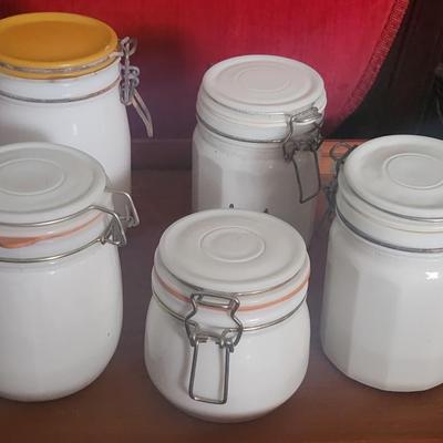 Set of milk glass mason jars