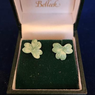 Belleek Porcelain Shamrock Earrings