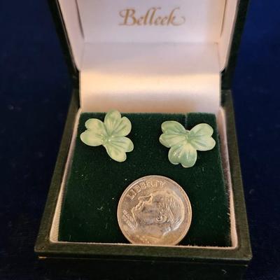 Belleek Porcelain Shamrock Earrings