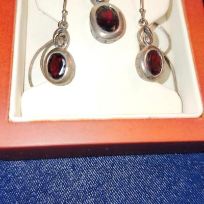 Rubellite Tourmaline Earring and Pendant Set
