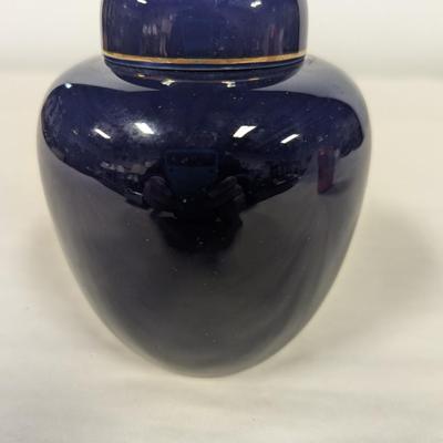 Asian Cobalt Blue Ginger Jar W/ Lid Pheasant In The Wild
