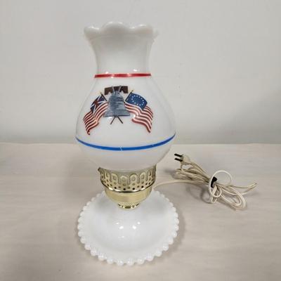 Electric Patriotic Milk Glass Table Lamp