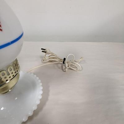 Electric Patriotic Milk Glass Table Lamp