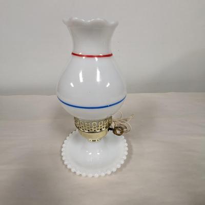 Electric Patriotic Milk Glass Table Lamp