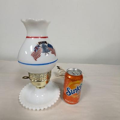 Electric Patriotic Milk Glass Table Lamp