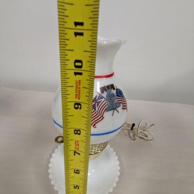 Electric Patriotic Milk Glass Table Lamp