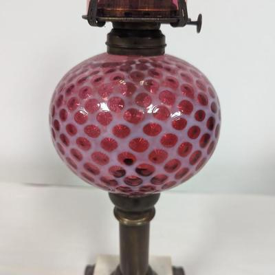 Vintage Farm Lamplight Oil Lamp Hand Painted Shade