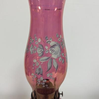 Vintage Farm Lamplight Oil Lamp Hand Painted Shade