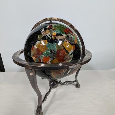 Stone Atlas Desktop Globe in Brass Stand