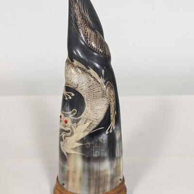 Hand Carved Intricate Oriental Chinese Dragon Buffalo Horn Choice A