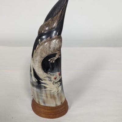 Hand Carved Intricate Oriental Chinese Dragon Buffalo Horn Choice B