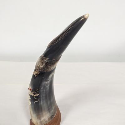 Hand Carved Intricate Oriental Chinese Dragon Buffalo Horn Choice B